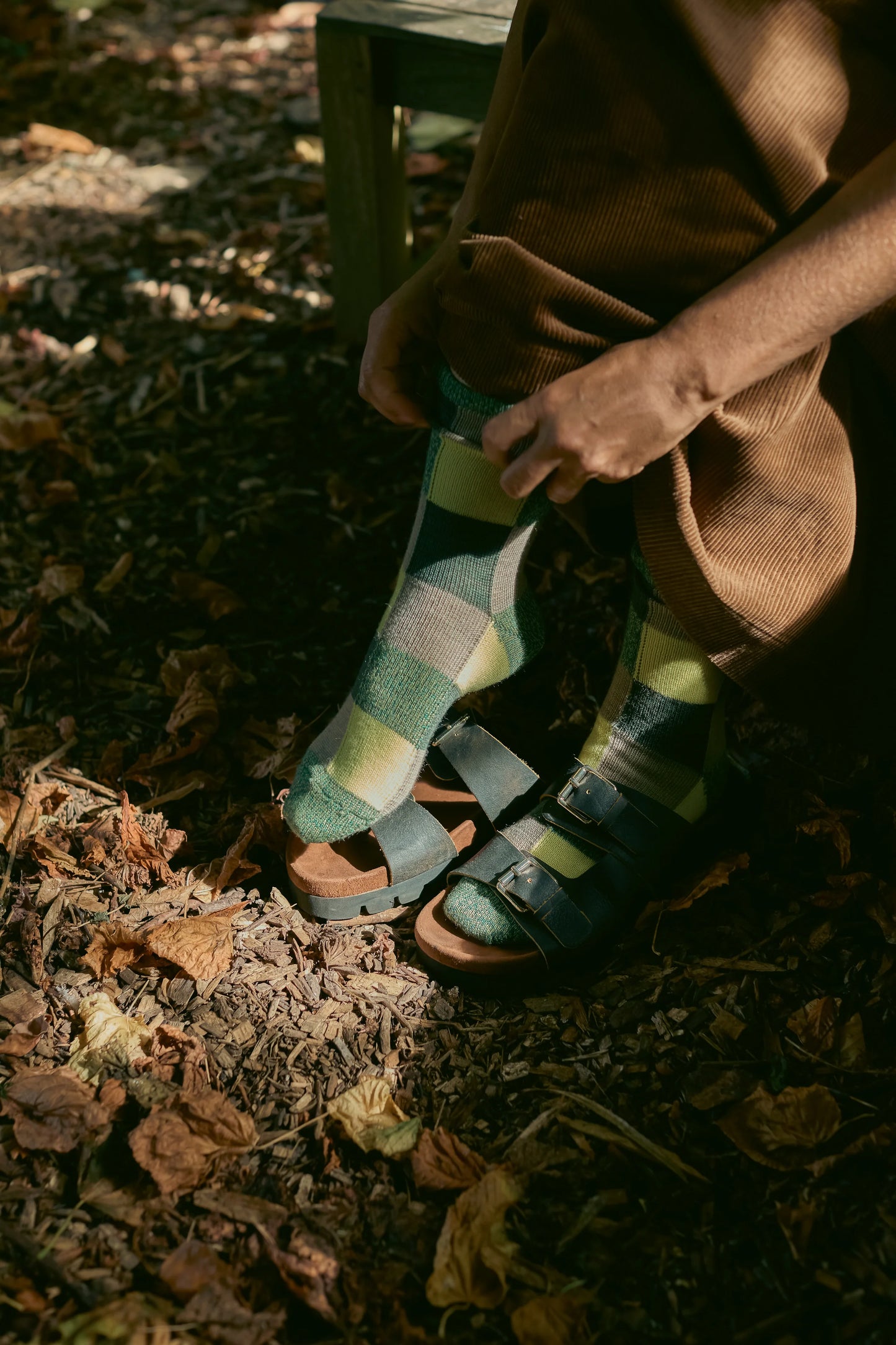 Rove Fine Merino Wool Socks | Citrus Green Patchwork