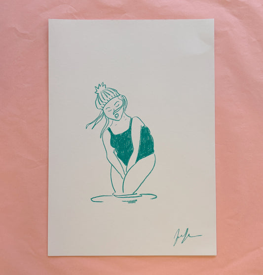 Original Swimmer Drawings by Jane Horgan