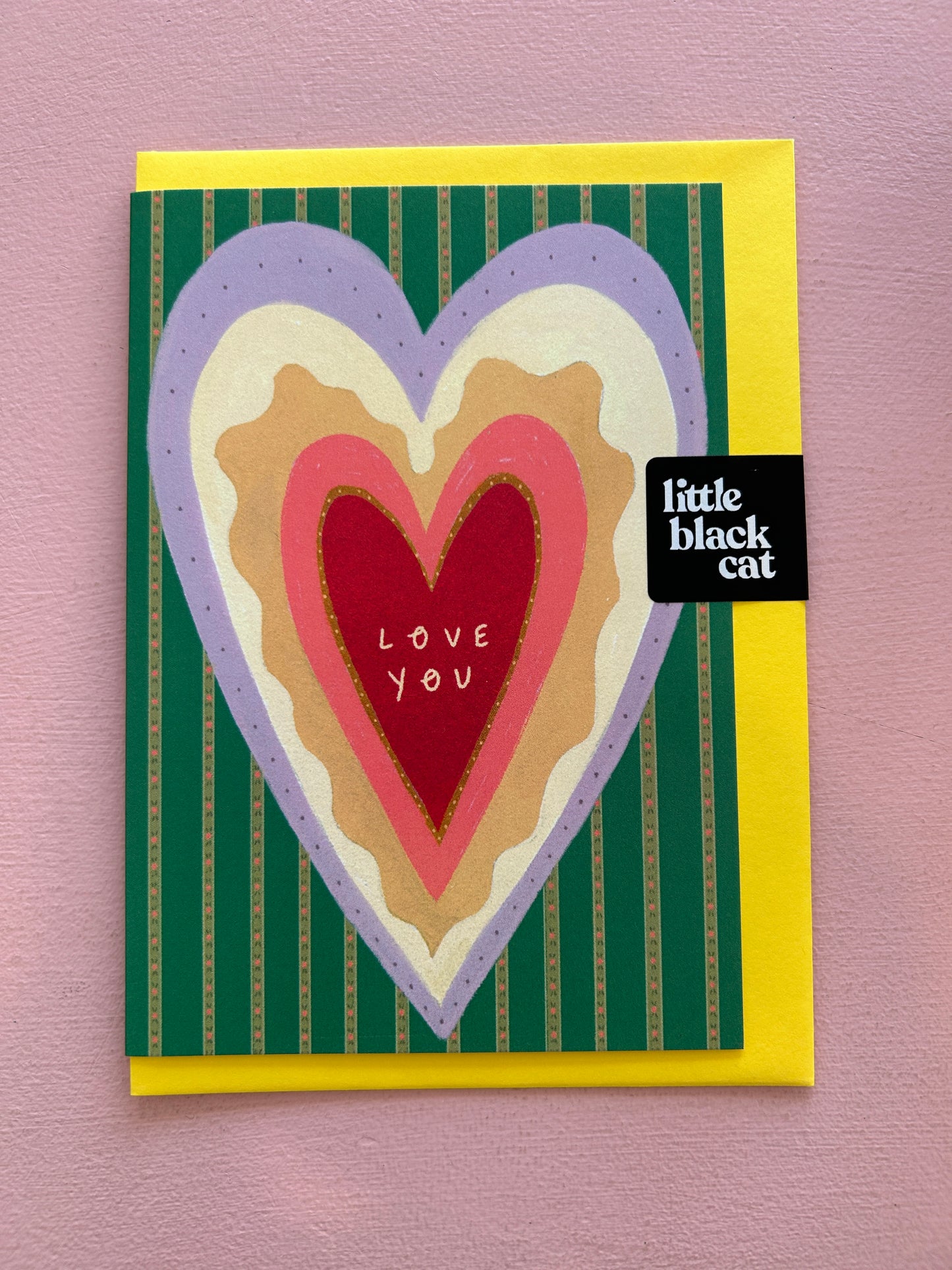 Little Black Cat - Giant Heart Love Card