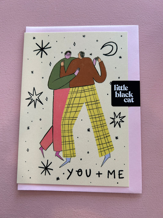 Little Black Cat - You and Me Male+Male Love Card
