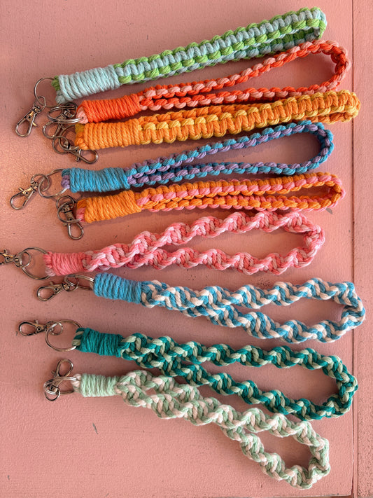 Hand woven macrame key chains - various colours