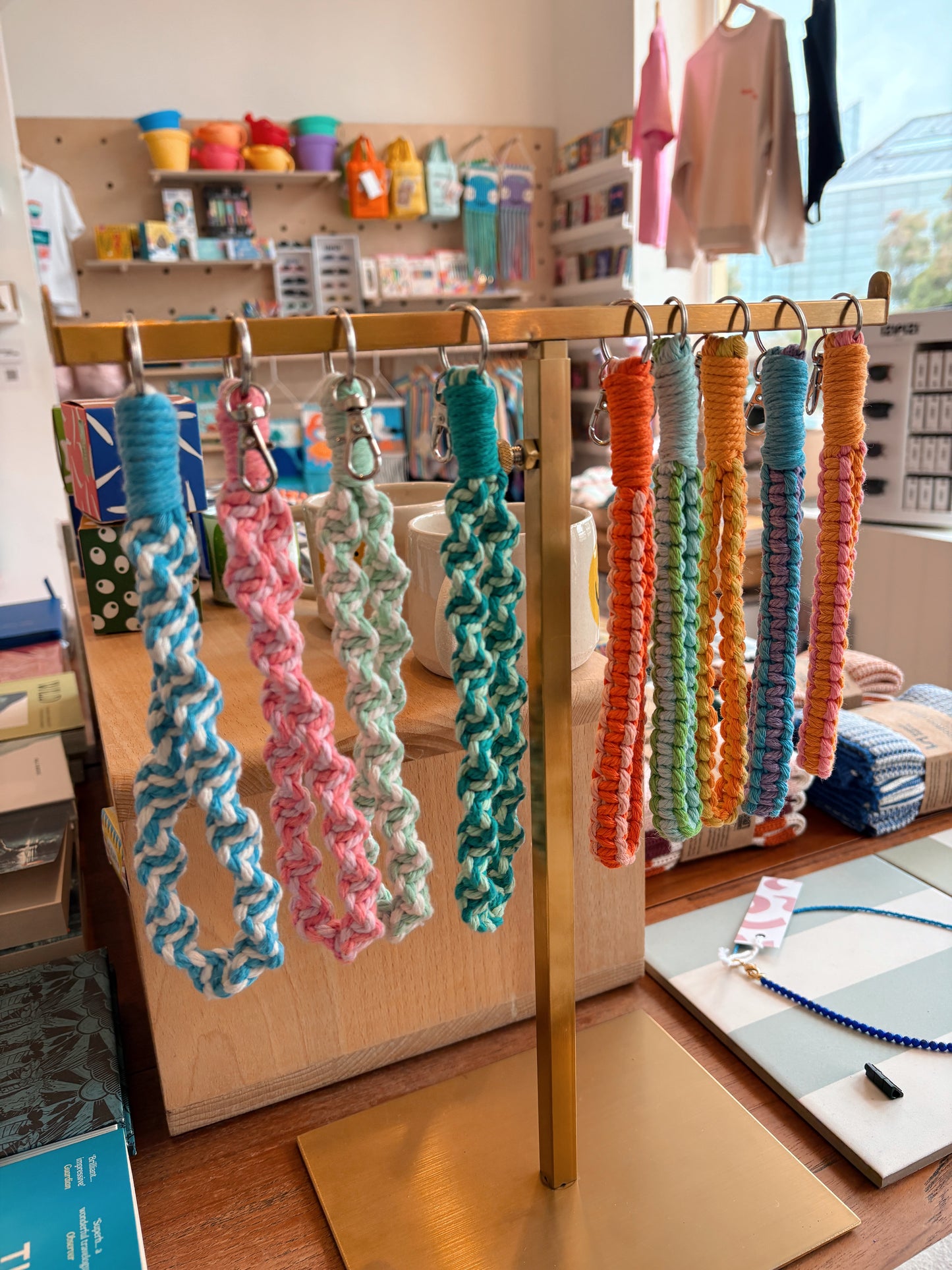 Hand woven macrame key chains - various colours