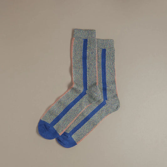 Rove Organic Cotton Socks | Vertical Stripe Blue