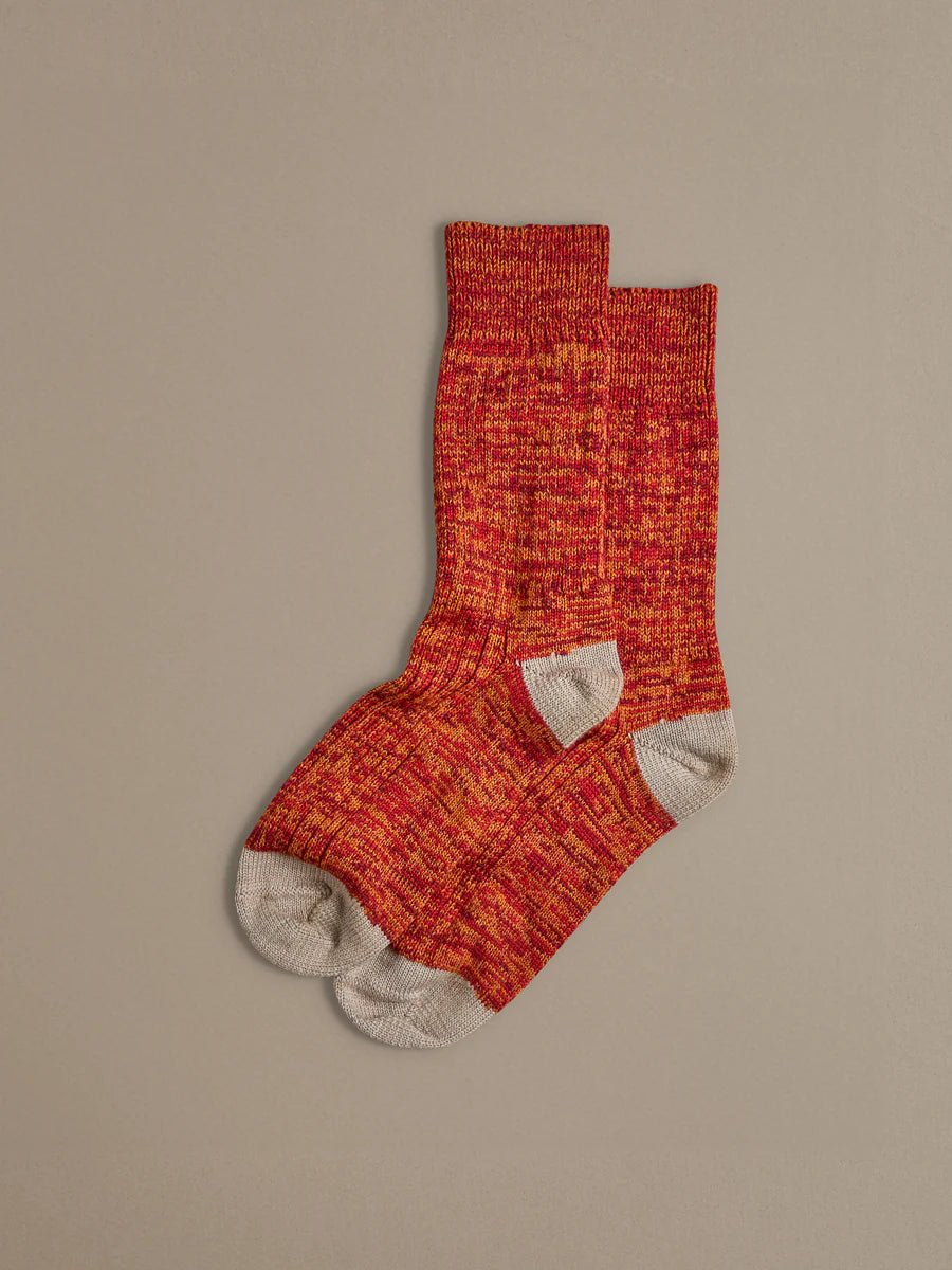 Rove Chunky Wool Socks - Marbled Red