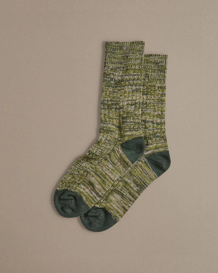 Rove Chunky Wool Socks - Marbled Green