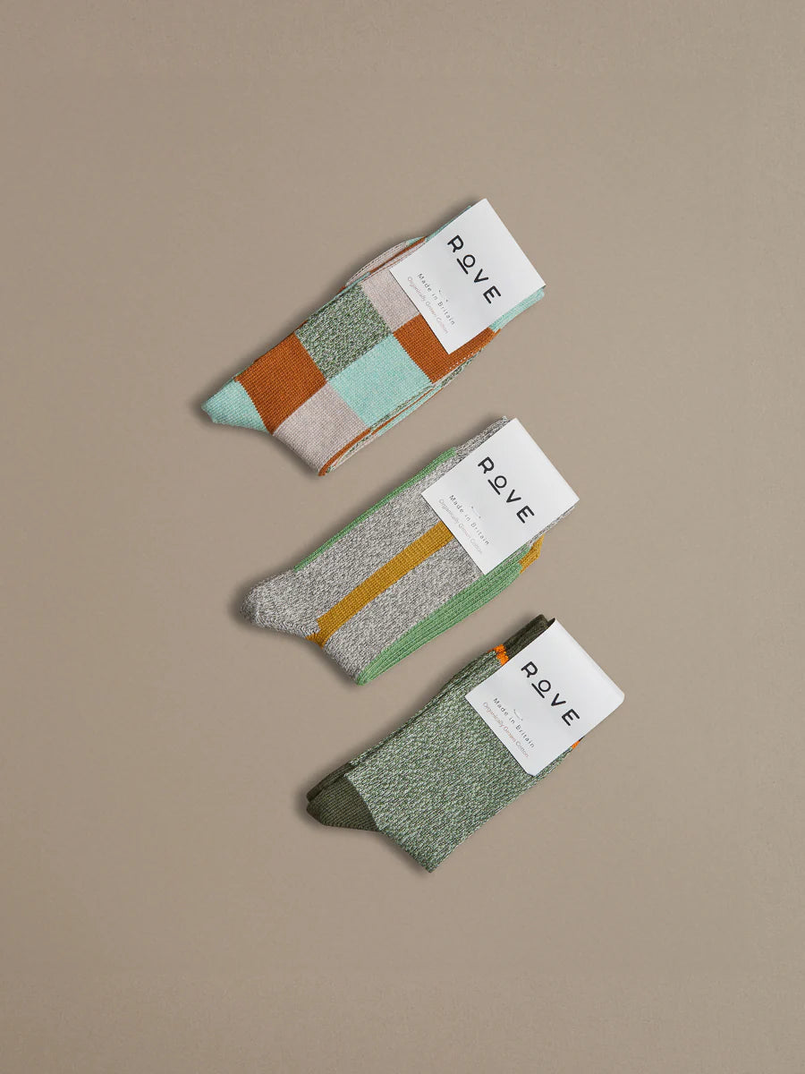 Rove Organic Cotton Socks | Patchwork Mint