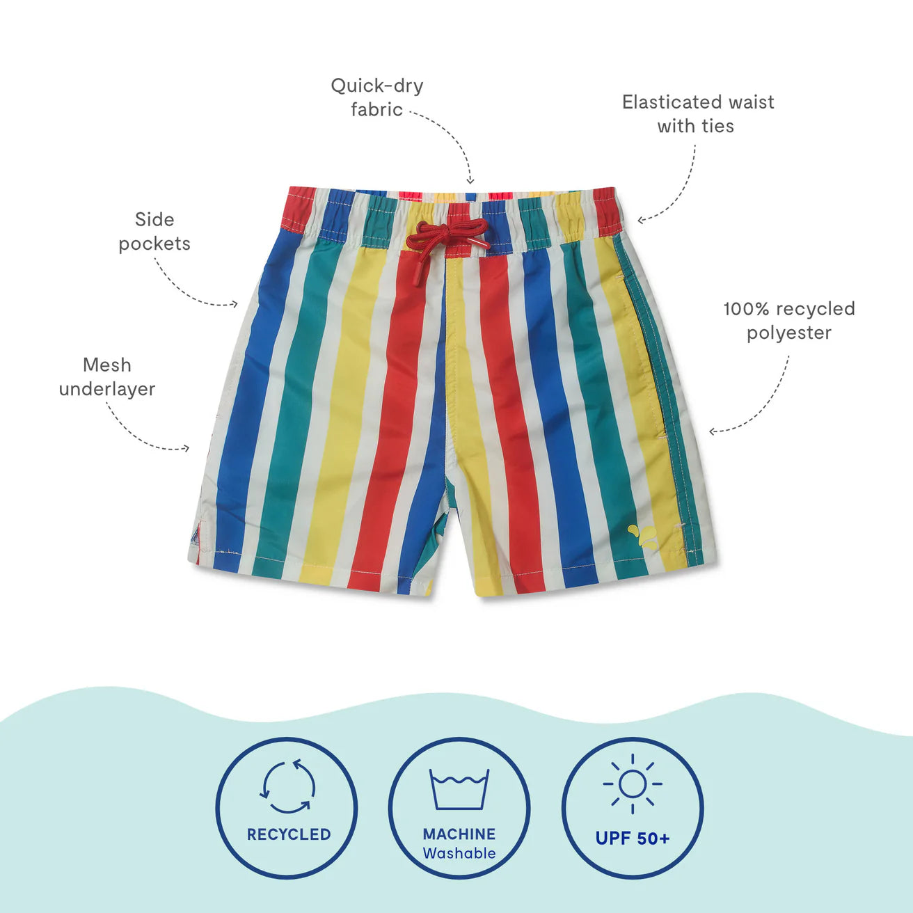 Kids Swim Shorts – Multi Stripe