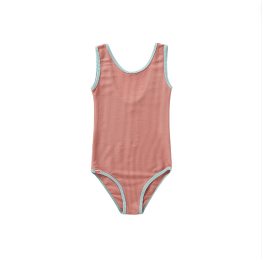 Grass + Air Ribbed Swimsuit - Rose