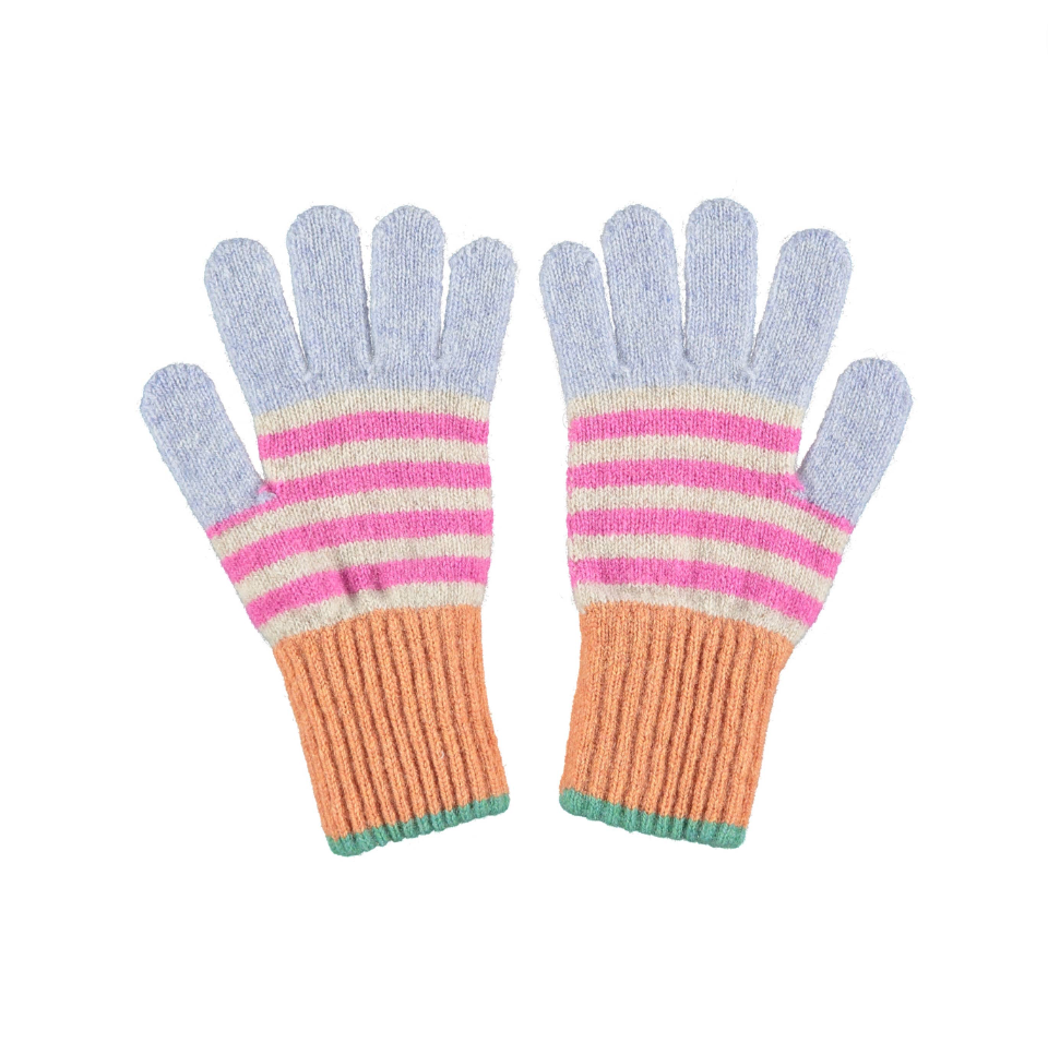 Catherine Tough Kids Lambswool Gloves - Pink/Orange/Grey
