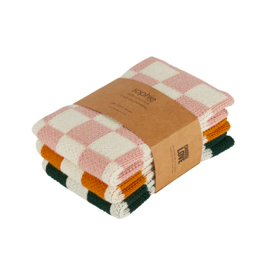 Sophie Home Reusable Dishcloths: Pink Check