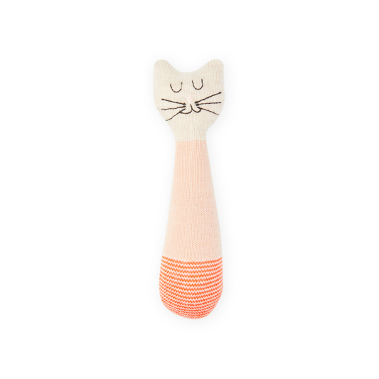 Sophie Home Cotton Knit Baby Rattle Toy - Cat Pink