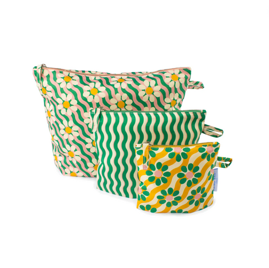 Kind Bag Pouches, set of 3 - Wavy Daisy