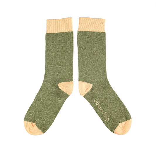 Catherine Tough - Women's Organic Cotton Crew Sock: glitter - khaki