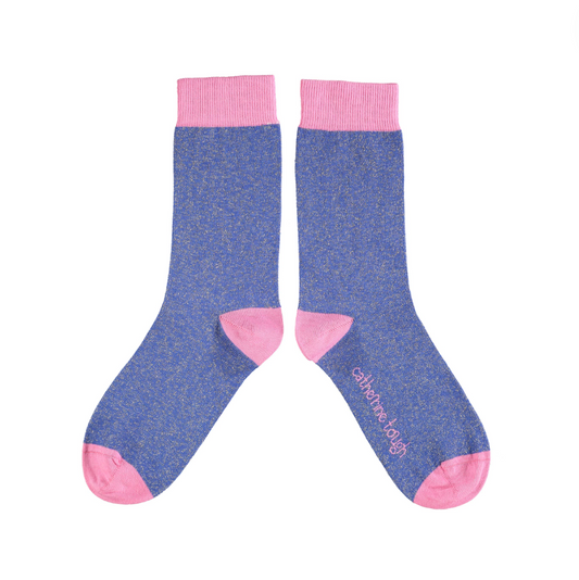 Catherine Tough - Women's Organic Cotton Crew Socks - glitter blue