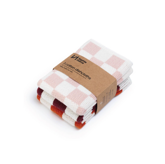 Sophie Home Ltd - Reusable & Eco-Friendly Cotton Knit Dishcloths: Check Orange