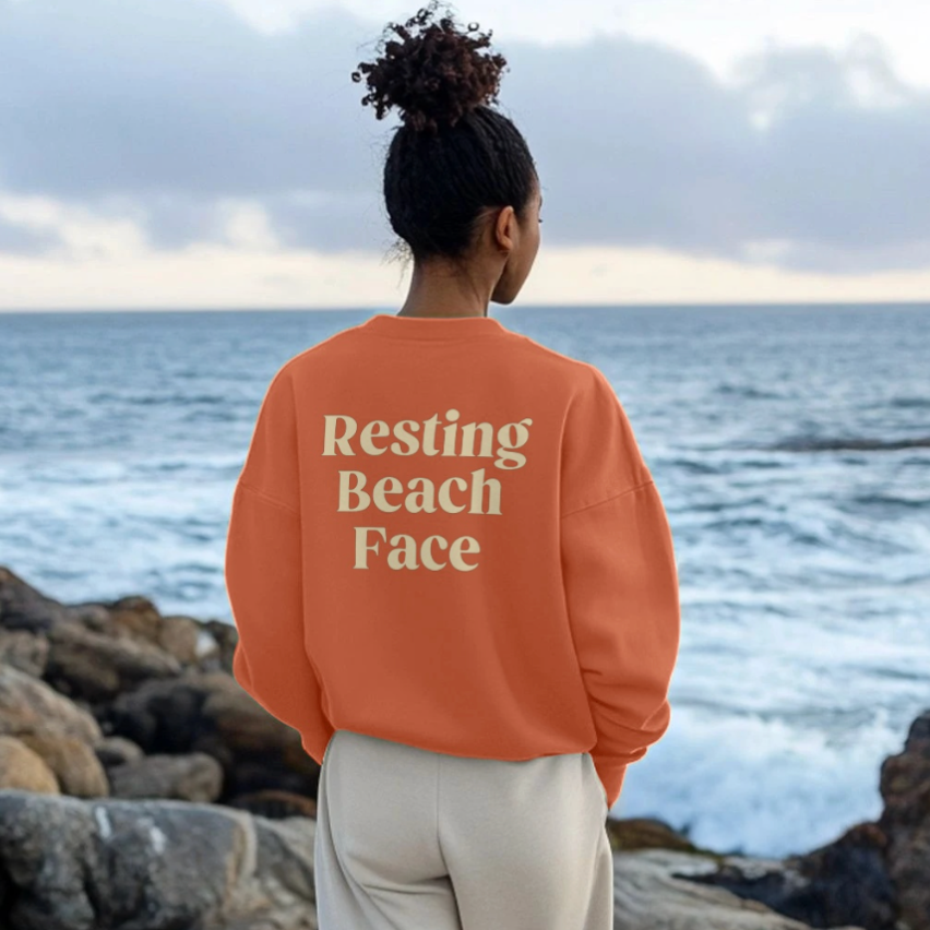 Presale: Resting Beach Face Women’s Organic Oversized Sweatshirt Sunset Edition