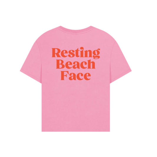 Oversized Pink Resting Beach Face T-Shirt by Harbour & Tide