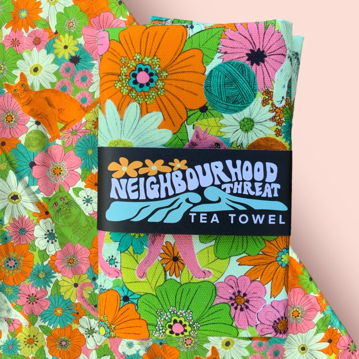 The Neighbourhood Threat Tea Towel - Camo Cats