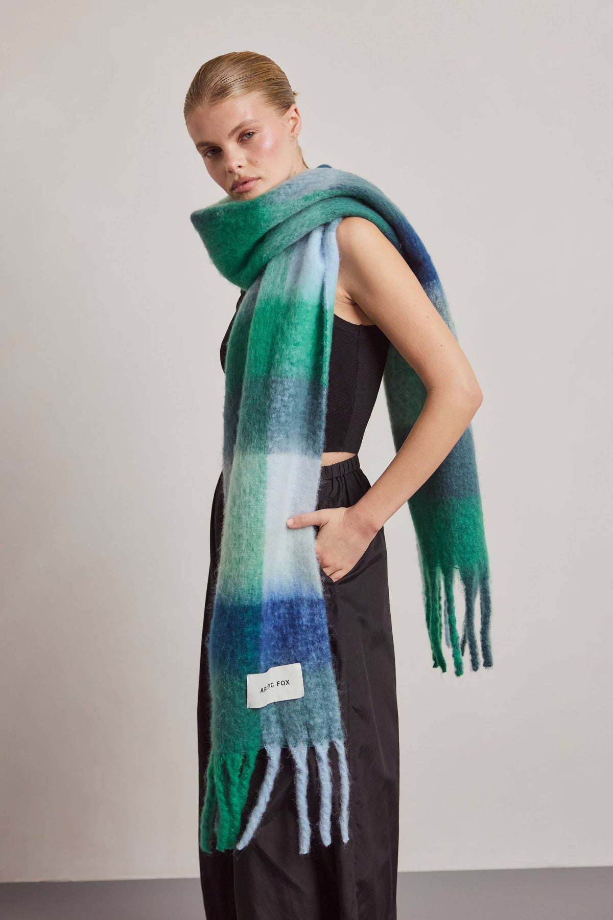 ARCTIC FOX & CO. - The Reykjavik Scarf - 100% Recycled - Emerald Check - AW26