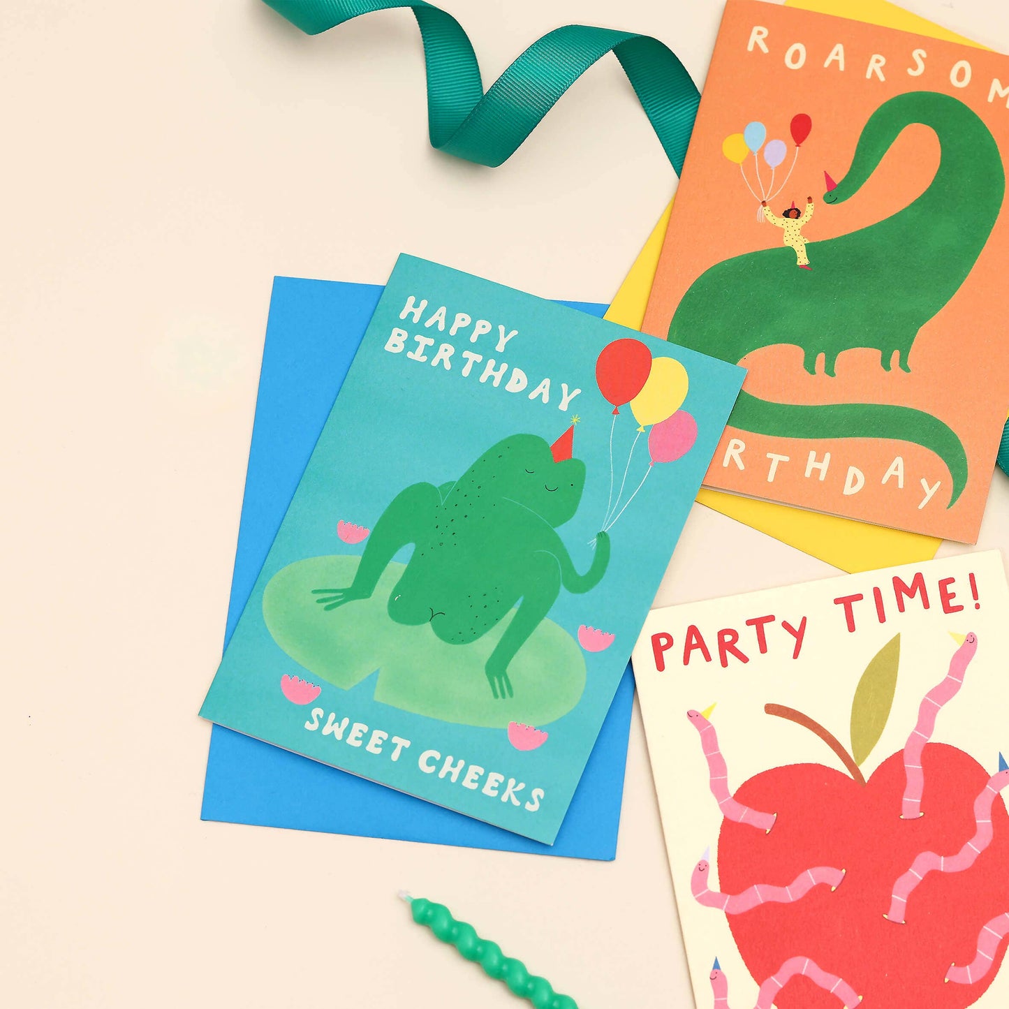 Little Black Cat Illustrated | USA Duties Paid - Worm Party Birthday Card | Fun Birthday Card | Kids Card