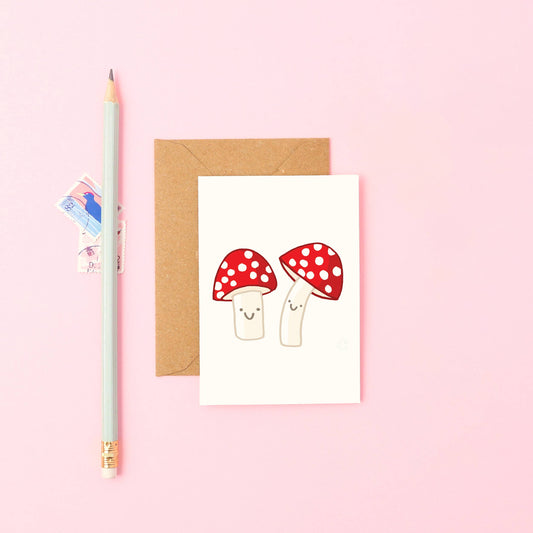 You've Got Pen On Your Face - Mushrooms Mini A7 Greeting Card | Quirky Nature Design