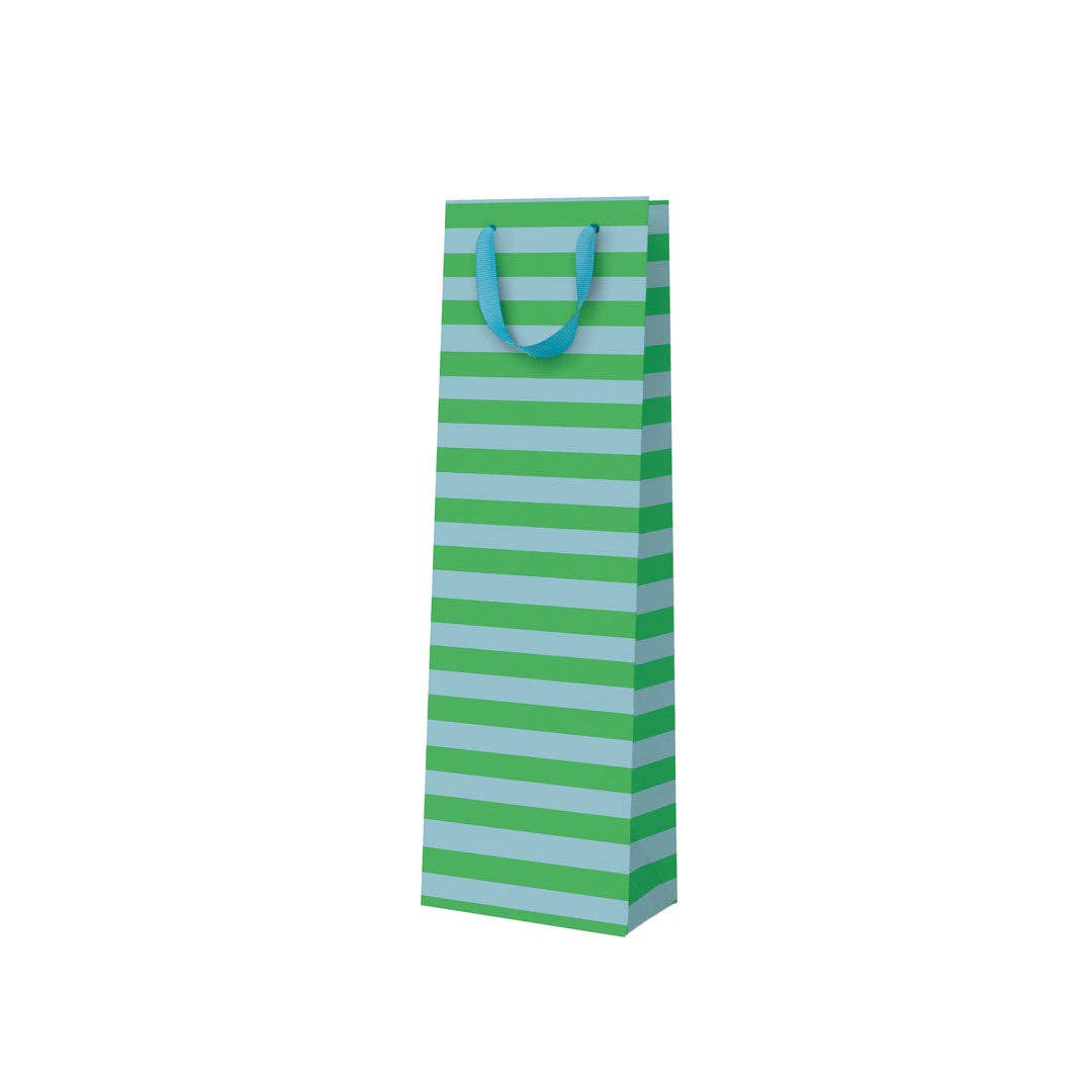 Green And Blue Stripe Bottle Bag