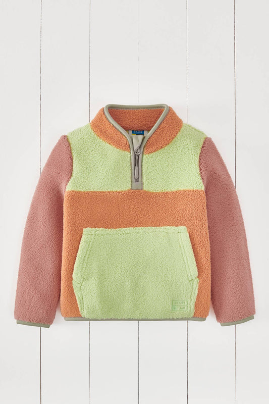 Grass & Air - Volcanic Orange Kids Borg Quarter Zip Jumper: 2-6 years