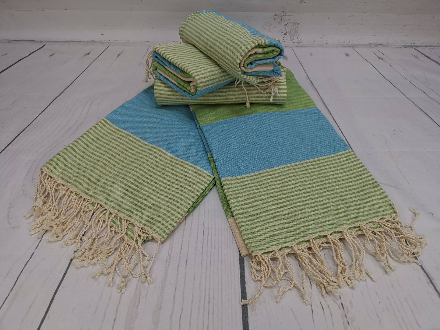 Buluty Cotton Beach Towel - Blue and Green