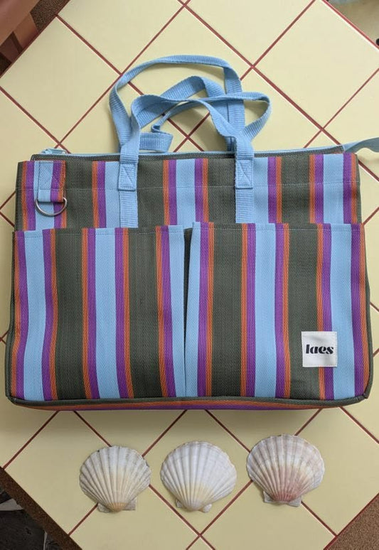 Laes Beach Bag - Olive/Blue/Orange