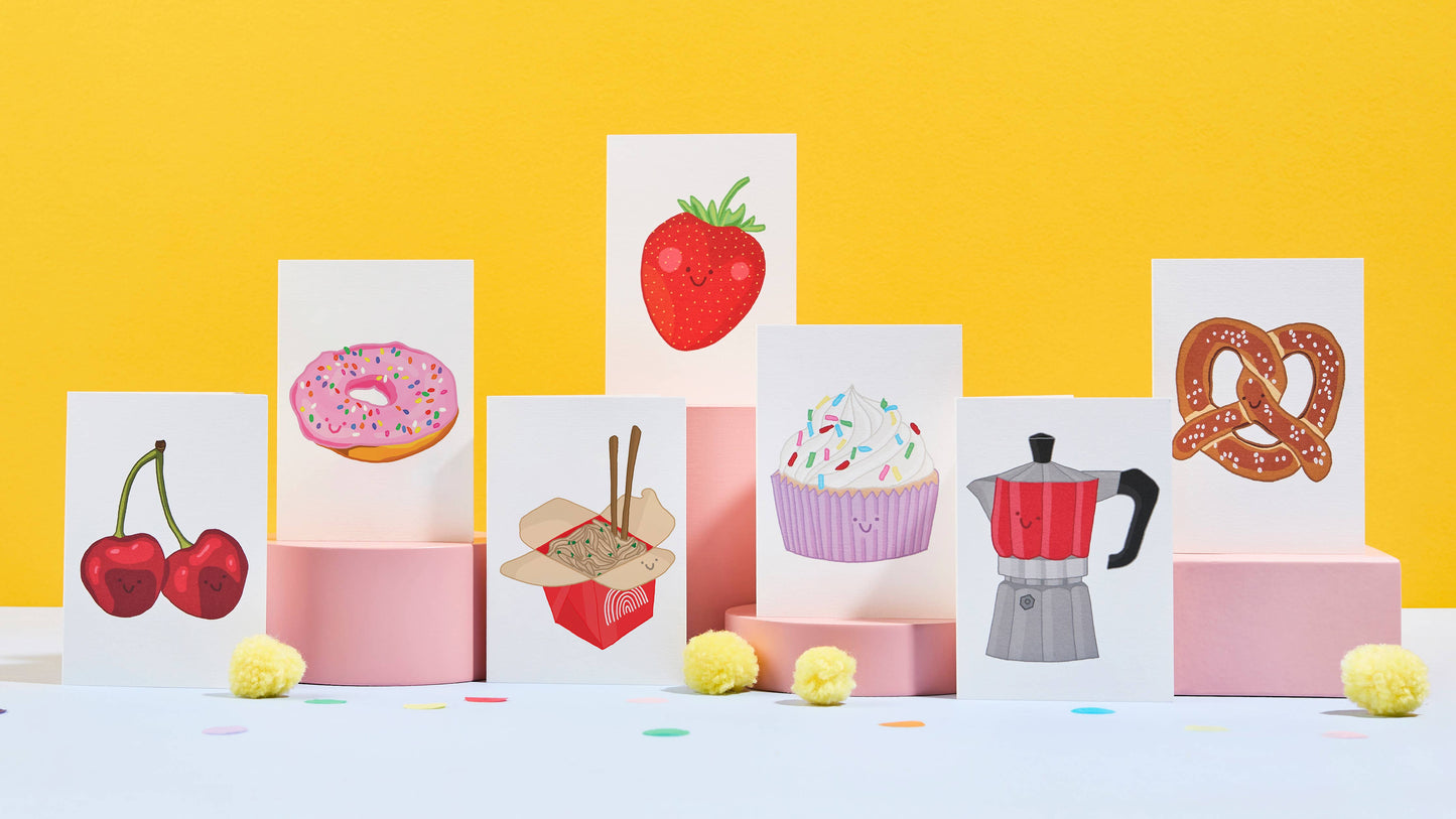 You've Got Pen On Your Face - Donut Mini A7 Greeting Card | Fun Foodie Design | Blank Card