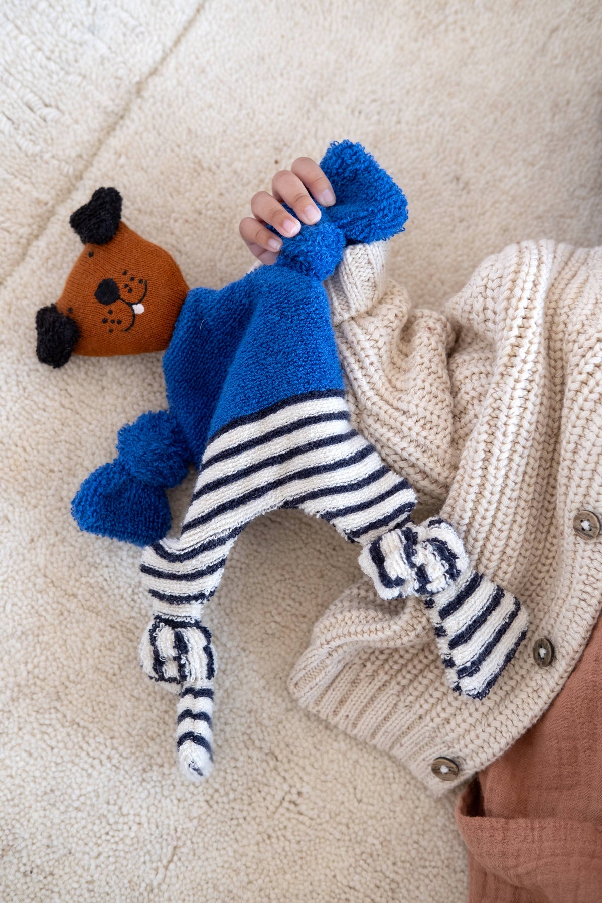 Sophie Home - Cotton Knit Baby Comforter Cuddle Cloth: Dog Cobalt