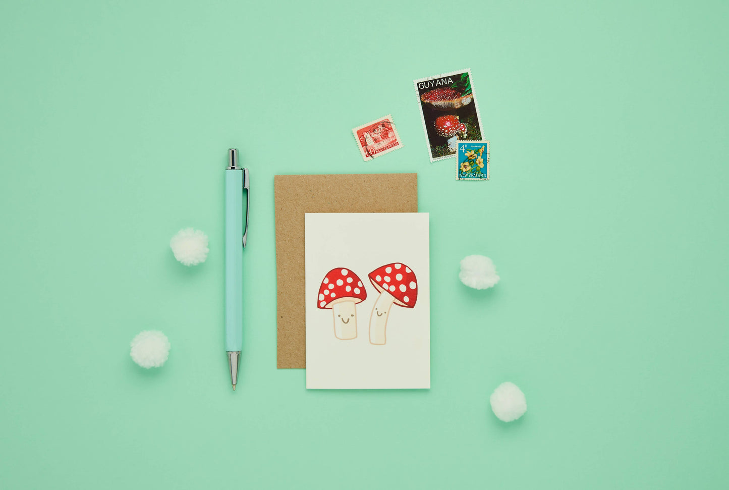 You've Got Pen On Your Face - Mushrooms Mini A7 Greeting Card | Quirky Nature Design