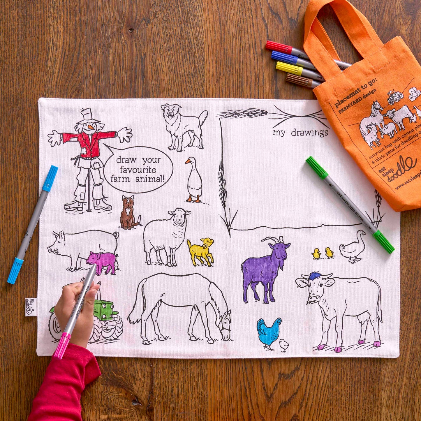 eatsleepdoodle Farmyard Placemat to go