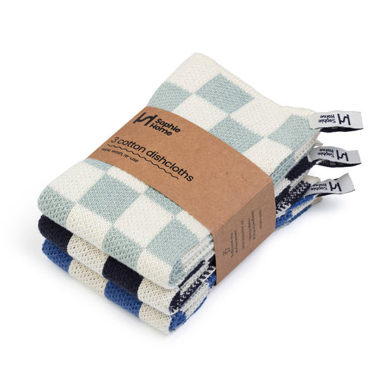 Sophie Home Ltd - Reusable & Eco-Friendly Cotton Dishcloths: Check Cobalt