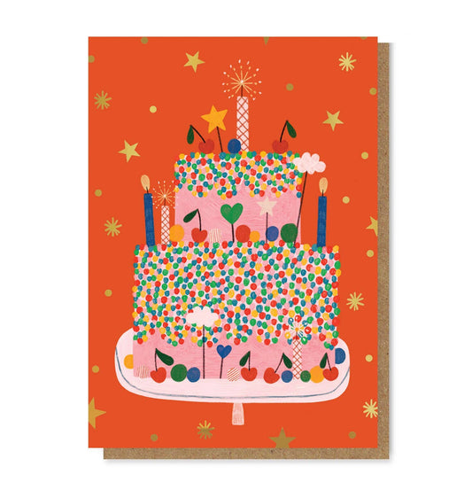 Daria Solak Illustrations - CELEBRATION CAKE gold foil card