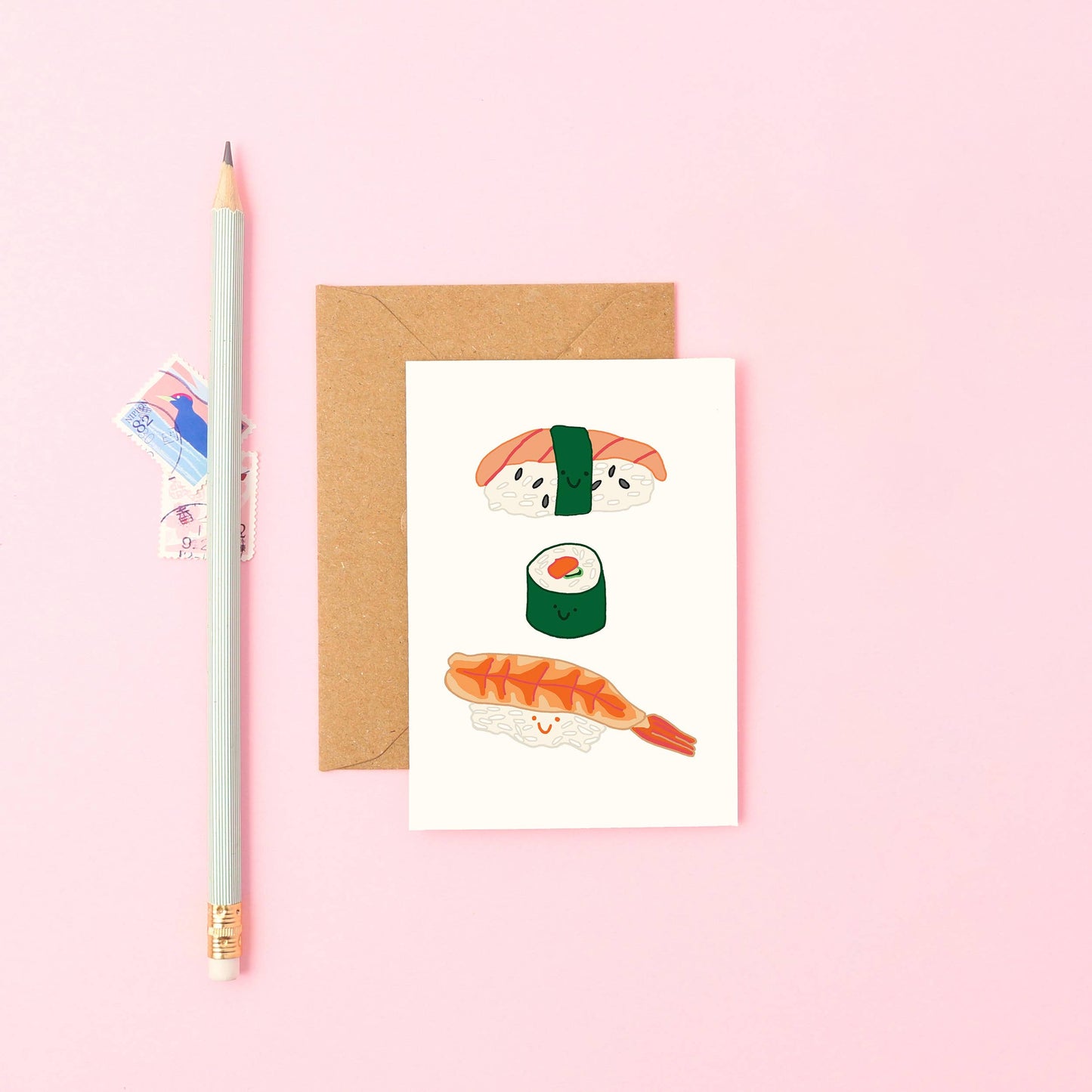 You've Got Pen On Your Face - Mini Sushi Card | Cute Japanese Foodie Card | Small Gift