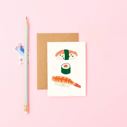 You've Got Pen On Your Face - Mini Sushi Card | Cute Japanese Foodie Card | Small Gift