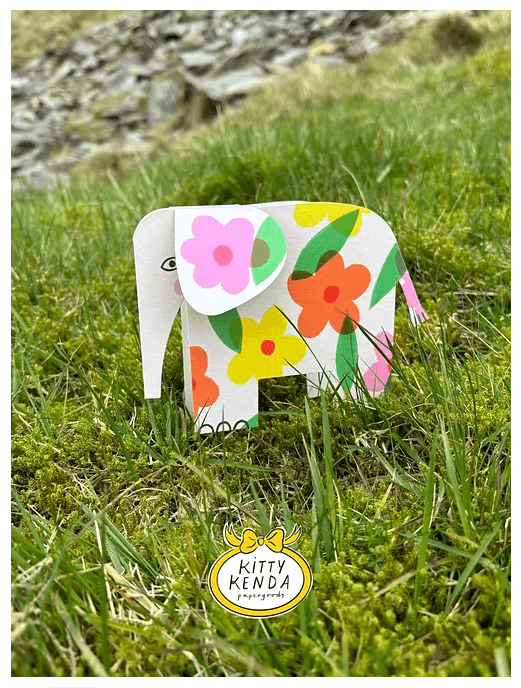 Kitty Kenda Papergoods - Elephant A6 Standing Luxury Eco Card - Floral: Floral