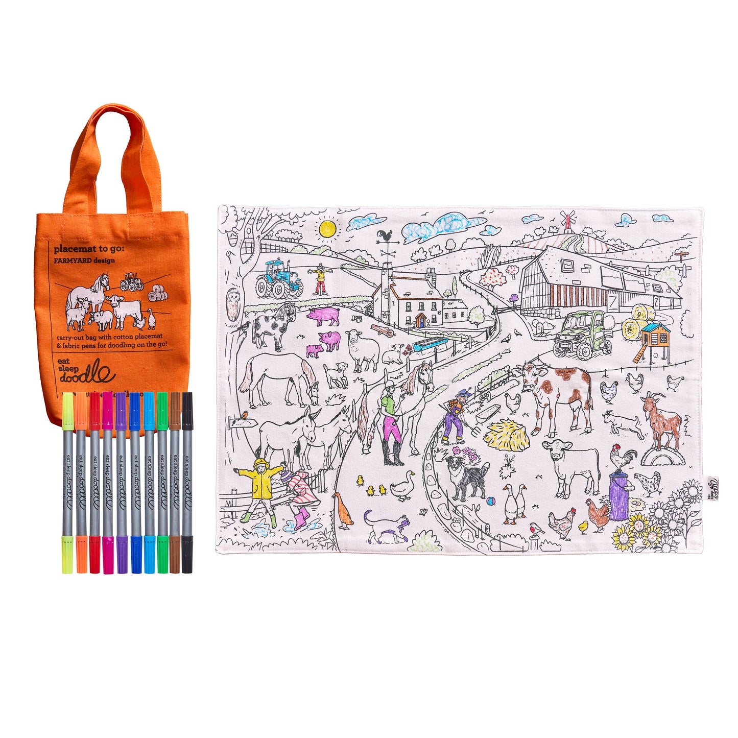 eatsleepdoodle Farmyard Placemat to go
