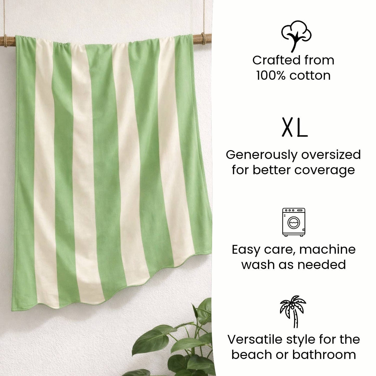 Allure Bath Fashions - Large Scalloped Striped Beach Towel 90 x 170cm - 100% Cotton: Burnt Orange