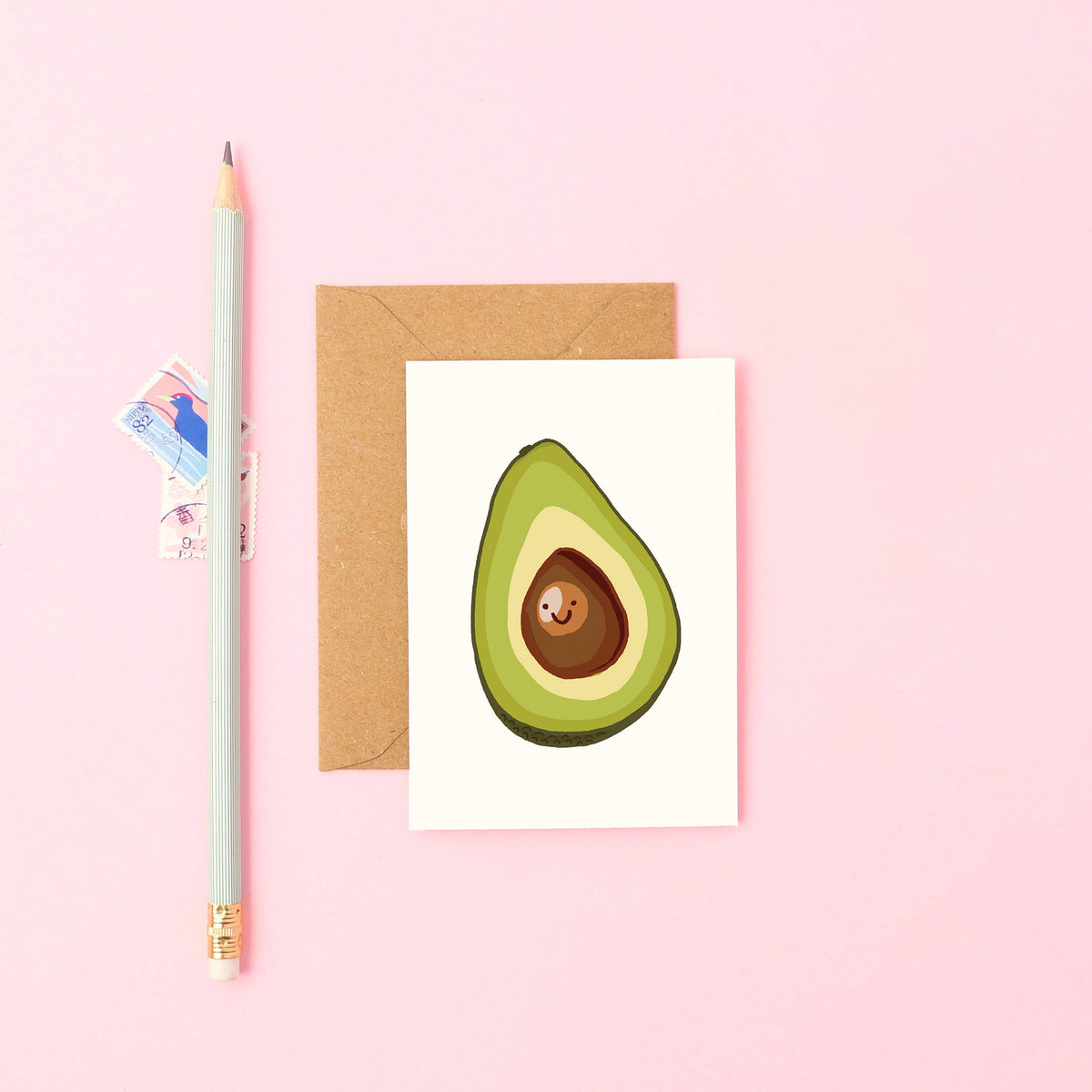 You've Got Pen On Your Face | USA Duties Paid - Avocado Mini A7 Card | Foodie Gift | Quirky Blank Card
