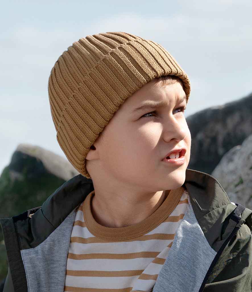 Kids Organic Cotton Beanie: Almond
