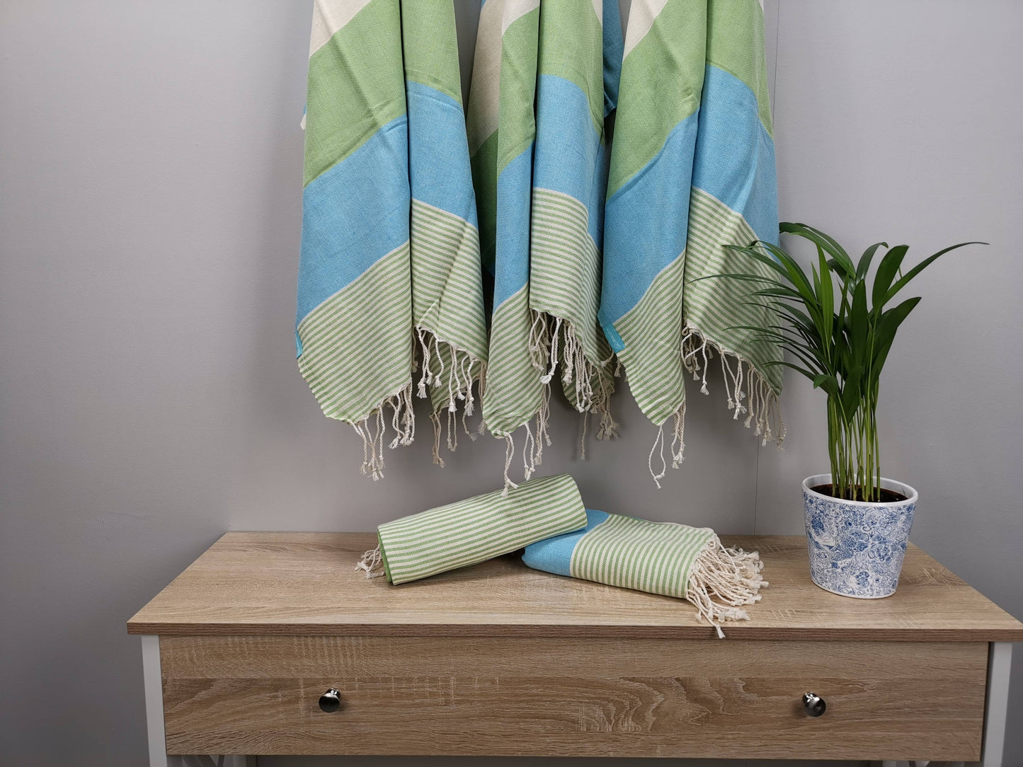 Buluty Cotton Beach Towel - Blue and Green