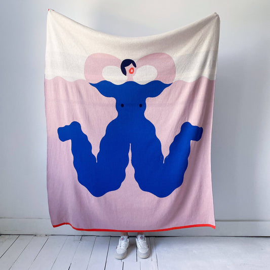 Sophie Home Cotton Knit Throw Blanket - Gaia Stella: Swimming Nude