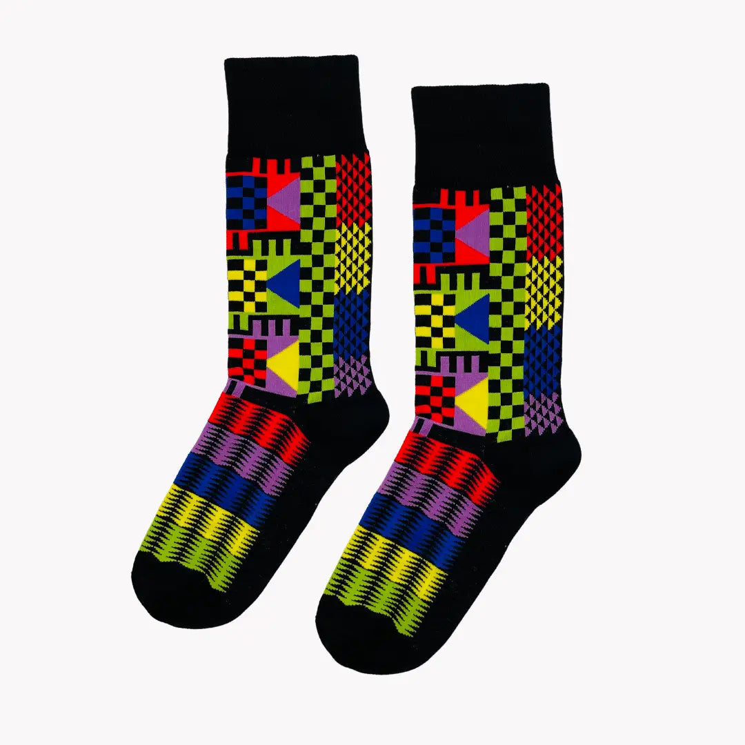 Afropop Socks - Geom Black