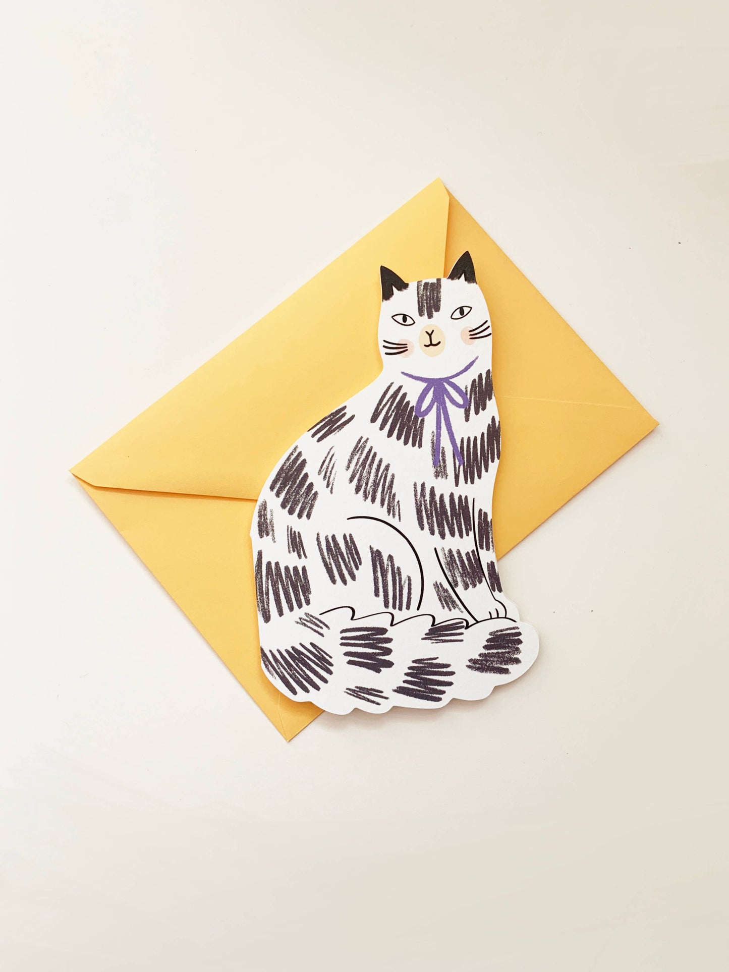 Kitty Kenda Papergoods - Sitting Kitty Shaped Greeting Card 4 colours: Black/White