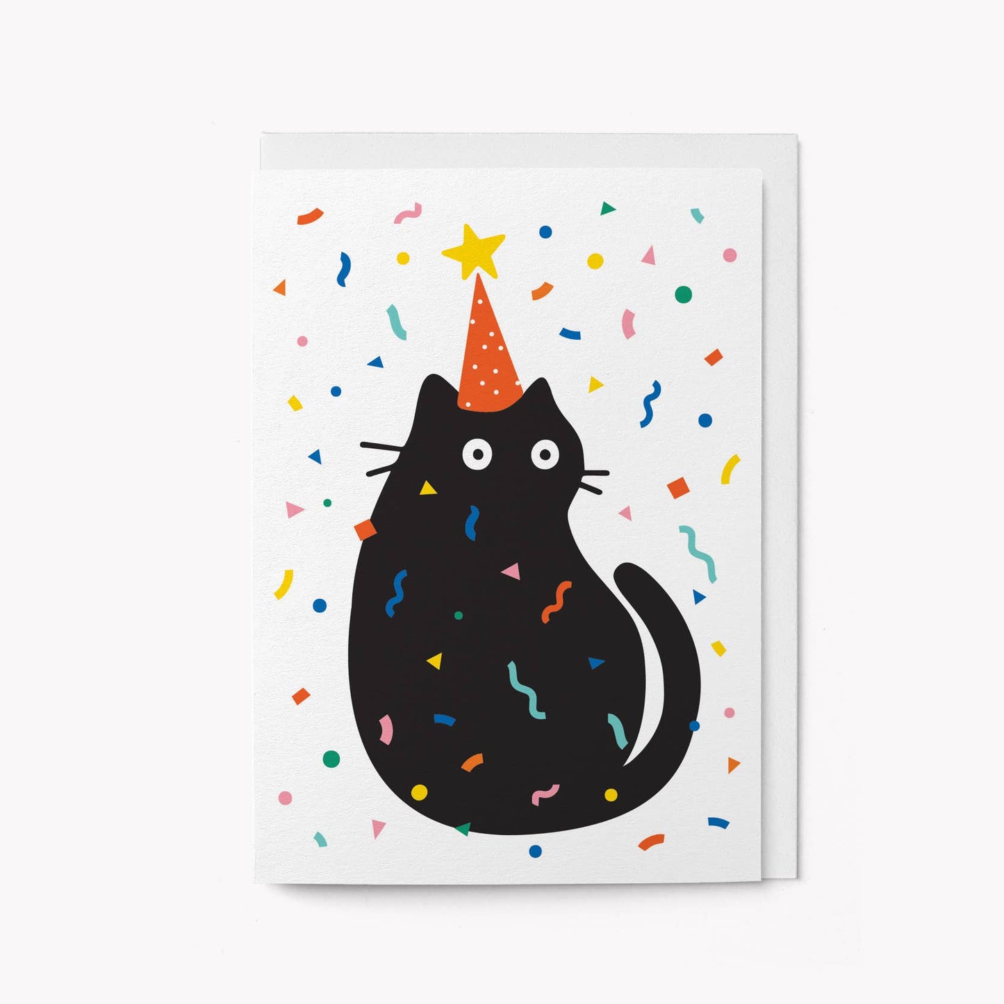 Graphic Factory - Party Cat Confetti Greeting Card: Biodegradable cello