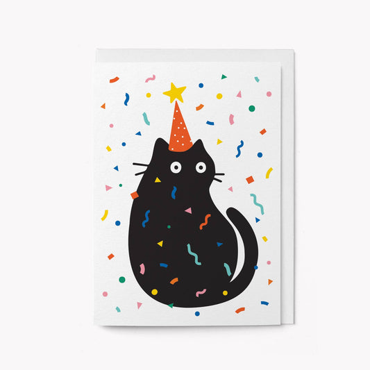 Graphic Factory - Party Cat Confetti Greeting Card: Biodegradable cello