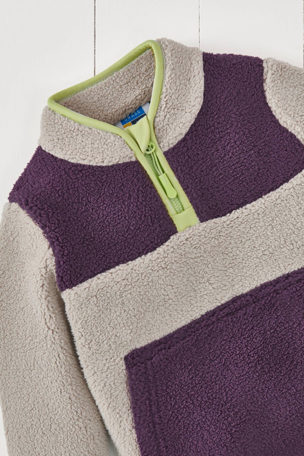 Grass & Air - Amythst Purple & Geothermal Grey Borg Quarter Zip Jumper: 2-6 years