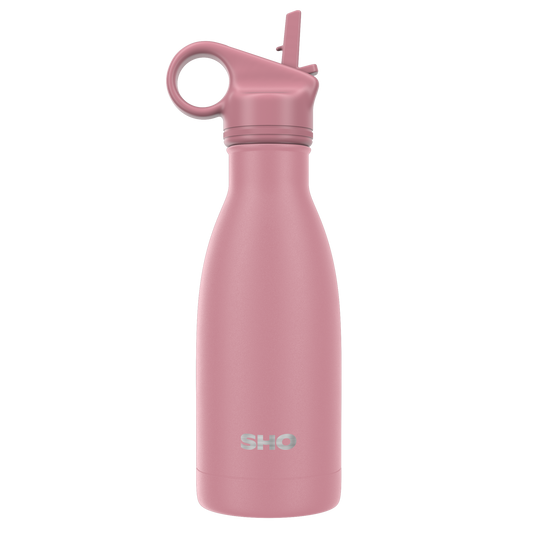 SHO - Original Bottle & Straw Lid┃Insulated Reusable Water Bottle: Colours / Vintage Rose with Straw Lid / 260ml
